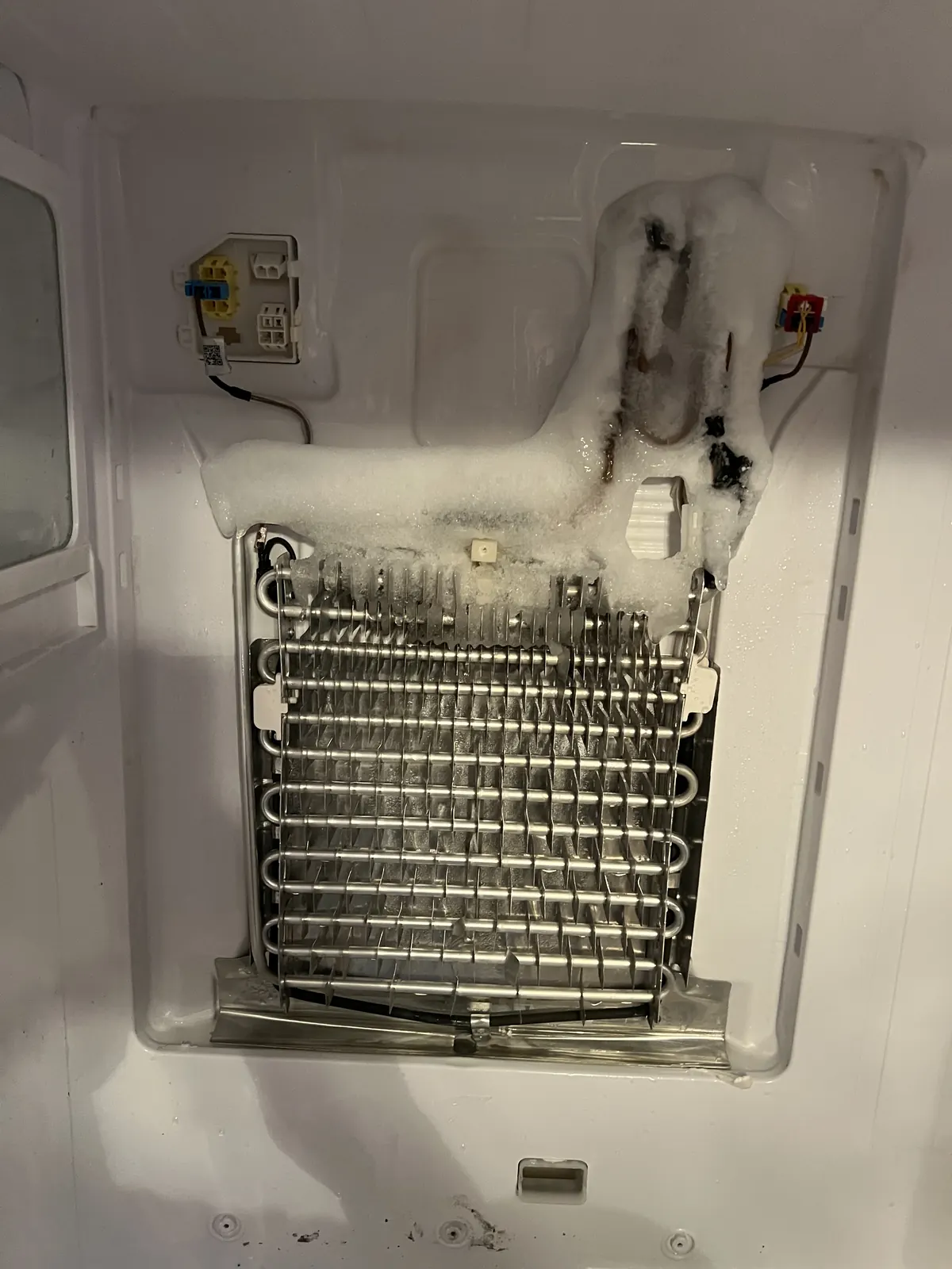 Frozen freezer evaporator coil found during diagnosis